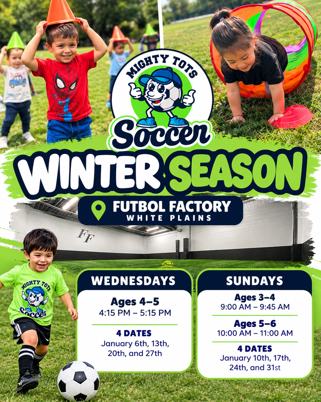 Winter 2027 Mighty Tots Soccer schedule